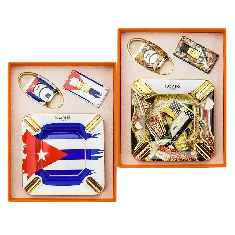 Lubinski Three-Piece Gift Box Set Eco-friendly Modern Windproof Direct Flame Lighter Ceramic Ashtray Double-Edged Scissors Cigar
Lubinski Three-Piece Gift Box Set Eco-friendly Modern Windproof Direct Flame Lighter Ceramic Ashtray Double-Edged Scissors Cigar