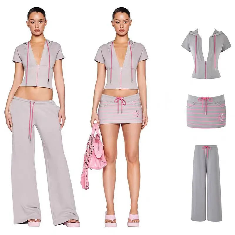 Комплект IIA: Куртка с капюшоном и контрастными вставками, шорты с низкой талией, свободные спортивные брюки, повседневный женский костюм с контрастными цветами
Комплект IIA: Куртка с капюшоном и контрастными вставками, шорты с низкой талией, свободные спортивные брюки, повседневный женский костюм с контрастными цветами