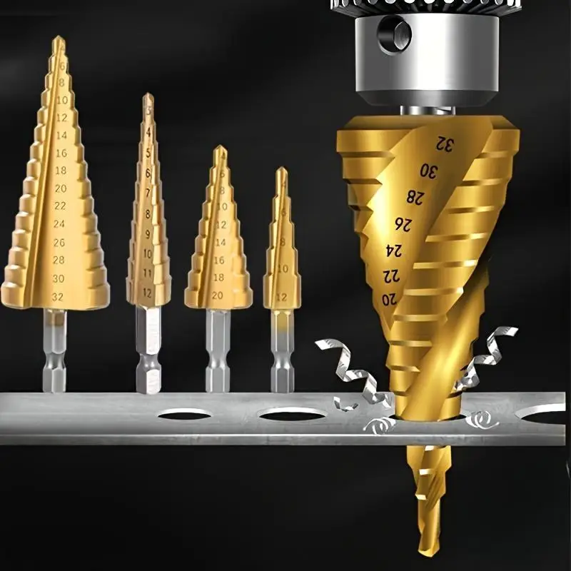 3PCS Titanium Coated Step Drill Bits Set HSS Cone Hole Saw Drill Bit for Metal Wood Plastic Home DIY Drilling Tool
3PCS Titanium Coated Step Drill Bits Set HSS Cone Hole Saw Drill Bit for Metal Wood Plastic Home DIY Drilling Tool