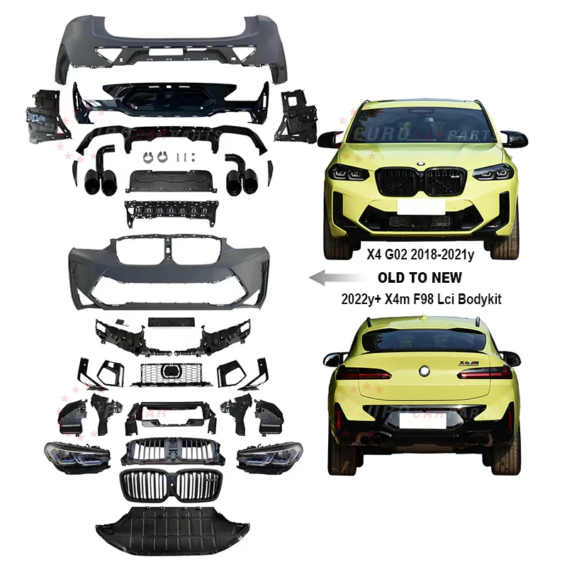For 18-21y X4 G02 Old To New X4m F98 Lci Body Kit 2022 for X4 G02 Upgrade To F98 X4m LCI Car Bumper Rear Lip Exhaust Tip Headli
For 18-21y X4 G02 Old To New X4m F98 Lci Body Kit 2022 for X4 G02 Upgrade To F98 X4m LCI Car Bumper Rear Lip Exhaust Tip Headli