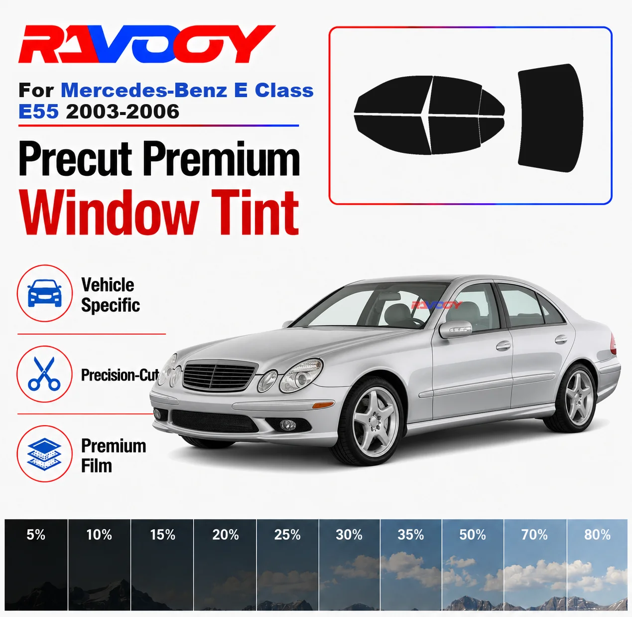 Premium Precut Window Tint Kit Front Rear Windows Rear Windshield For Mercedes-Benz E Class E55 2003-2006 Nano Ceramic Film
Premium Precut Window Tint Kit Front Rear Windows Rear Windshield For Mercedes-Benz E Class E55 2003-2006 Nano Ceramic Film