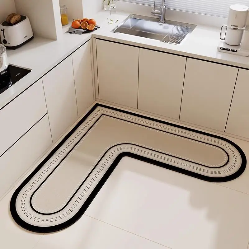 Kitchen L-Shaped Mat Easy to Maintain Water Washable Anti-Slip Mat Modern Style Geometric Pattern Printed Silicon Dendroid
Kitchen L-Shaped Mat Easy to Maintain Water Washable Anti-Slip Mat Modern Style Geometric Pattern Printed Silicon Dendroid