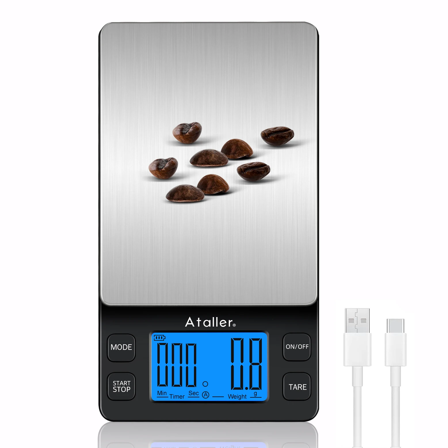 Миниатюрные кофейные весы Ataller с таймером, перезаряжаемые по USB весы для эспрессо, Разрешение 0,1 г, максимальный вес 2 кг фунтов, капельные весы для кофе
Миниатюрные кофейные весы Ataller с таймером, перезаряжаемые по USB весы для эспрессо, Разрешение 0,1 г, максимальный вес 2 кг фунтов, капельные весы для кофе
