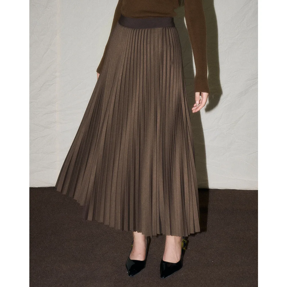 Women's High Waist Pleated Skirt French Retro Style Brown Midi 2025 Autumn Knit Skirt
Women's High Waist Pleated Skirt French Retro Style Brown Midi 2025 Autumn Knit Skirt 