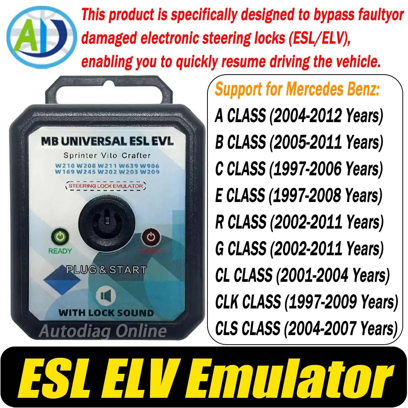Emulator Simulator ESL ELV For Benz Steering Lock Emulator For VW Crafter For Mercedes Benz W169 W245 W202 W203 W209 W210 W211
Emulator Simulator ESL ELV For Benz Steering Lock Emulator For VW Crafter For Mercedes Benz W169 W245 W202 W203 W209 W210 W211