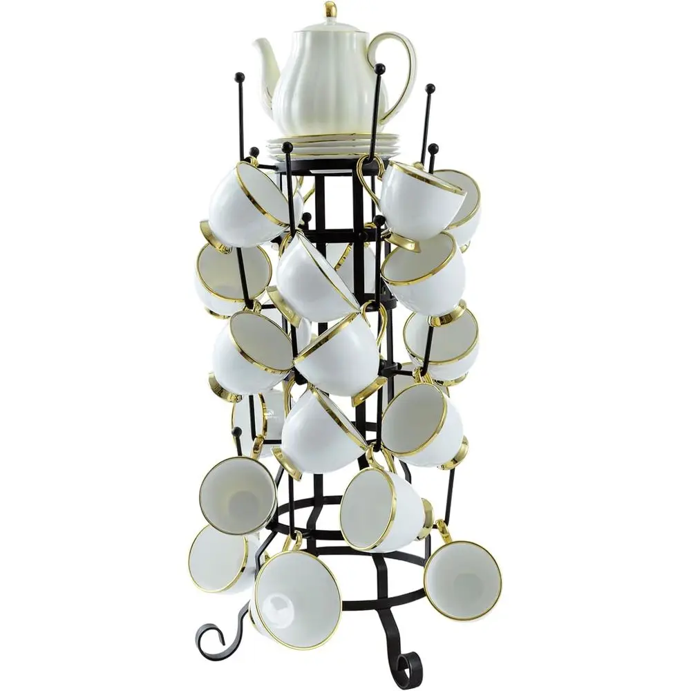 24-Hook Rustic Black Iron Coee Mug Holder, Tea Cup Display Stand, Drinking Glasses Baby Bottle Drying Rack Stand
24-Hook Rustic Black Iron Coee Mug Holder, Tea Cup Display Stand, Drinking Glasses Baby Bottle Drying Rack Stand