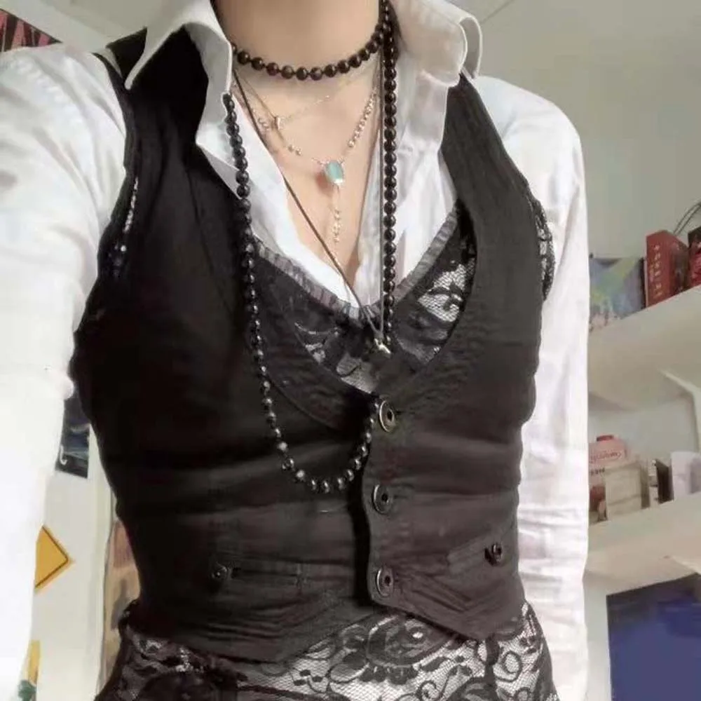 Sleeveless Women Waistcoat Cropped Tops Punk Style Corsetier Buttons Breasted Vest Jacket Suit Vest Dark Brown/Black
Sleeveless Women Waistcoat Cropped Tops Punk Style Corsetier Buttons Breasted Vest Jacket Suit Vest Dark Brown/Black
