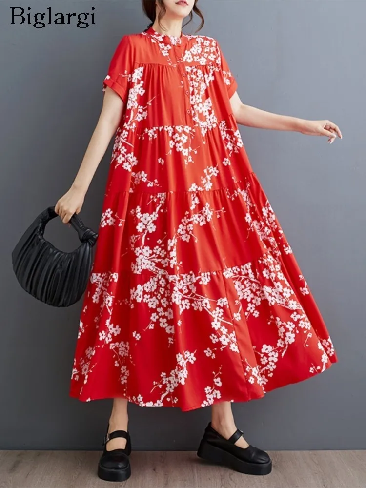 Oversized Summer Flower Floral Print Long A-Line Dress Women Loose Modis Ruffle Pleated Ladies Dresses Short Sleeve Woman Dress
Oversized Summer Flower Floral Print Long A-Line Dress Women Loose Modis Ruffle Pleated Ladies Dresses Short Sleeve Woman Dress