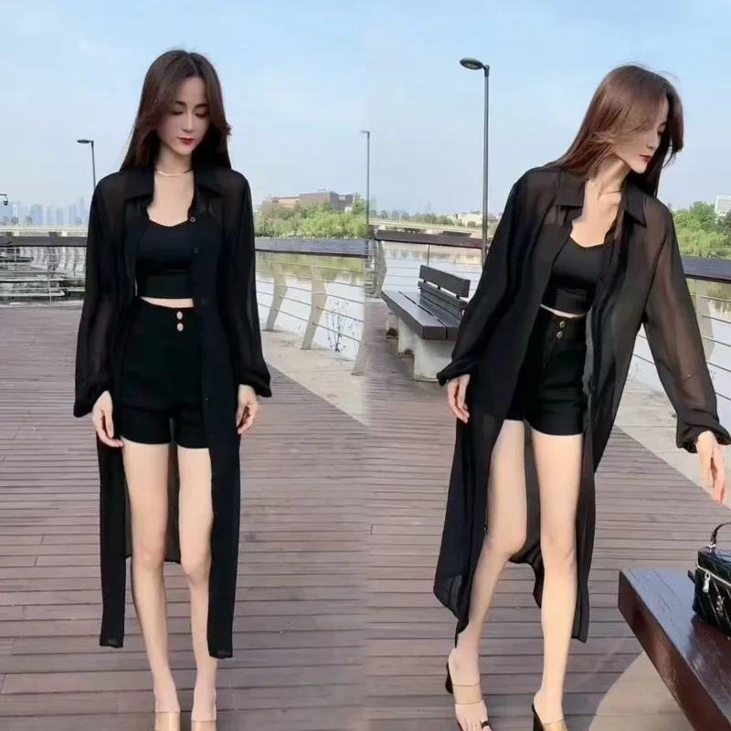Jackets Women Long Style Beachwear Holiday Solid See Through Korean Soft Chic Summer High Street Baggy Fashion Sun-proof Casual
Jackets Women Long Style Beachwear Holiday Solid See Through Korean Soft Chic Summer High Street Baggy Fashion Sun-proof Casual