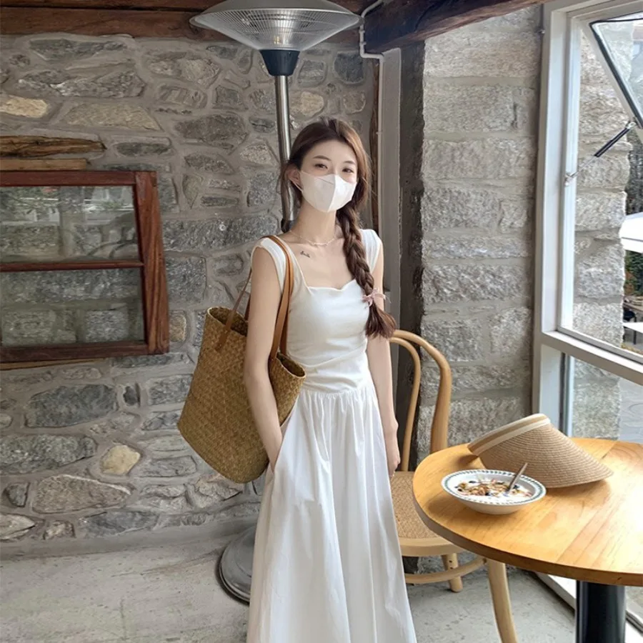 【New Arrival】Women's White Square Neck Maxi Dress, Sleeveless Two-Piece Casual Summer Dress with Pockets
【New Arrival】Women's White Square Neck Maxi Dress, Sleeveless Two-Piece Casual Summer Dress with Pockets