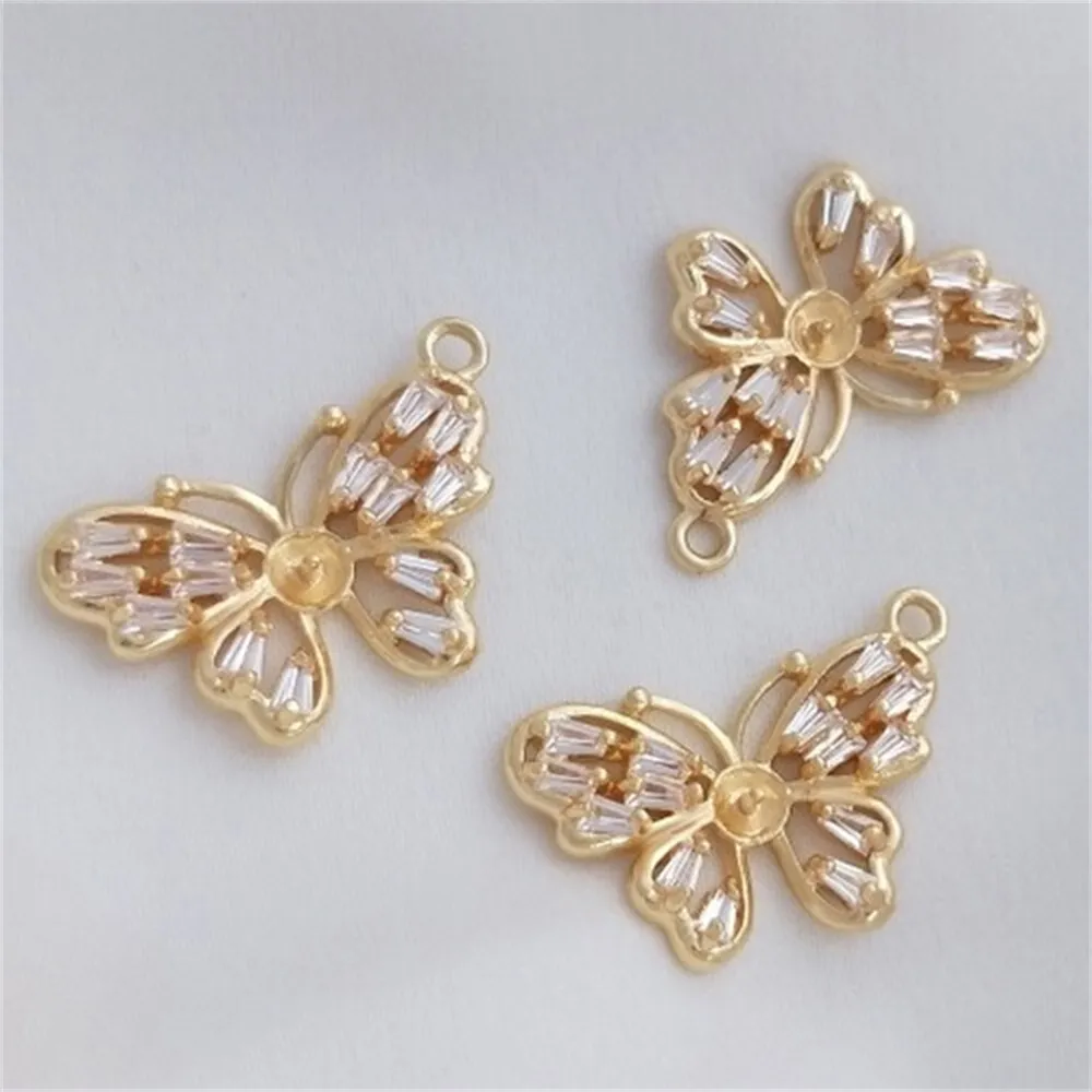 14K Gold-plated Micro-inlaid Zircon Butterfly Pendant Half-hole Beaded Pendant Diy Necklace Bracelet Empty Bracket Charm Pendant
14K Gold-plated Micro-inlaid Zircon Butterfly Pendant Half-hole Beaded Pendant Diy Necklace Bracelet Empty Bracket Charm Pendant