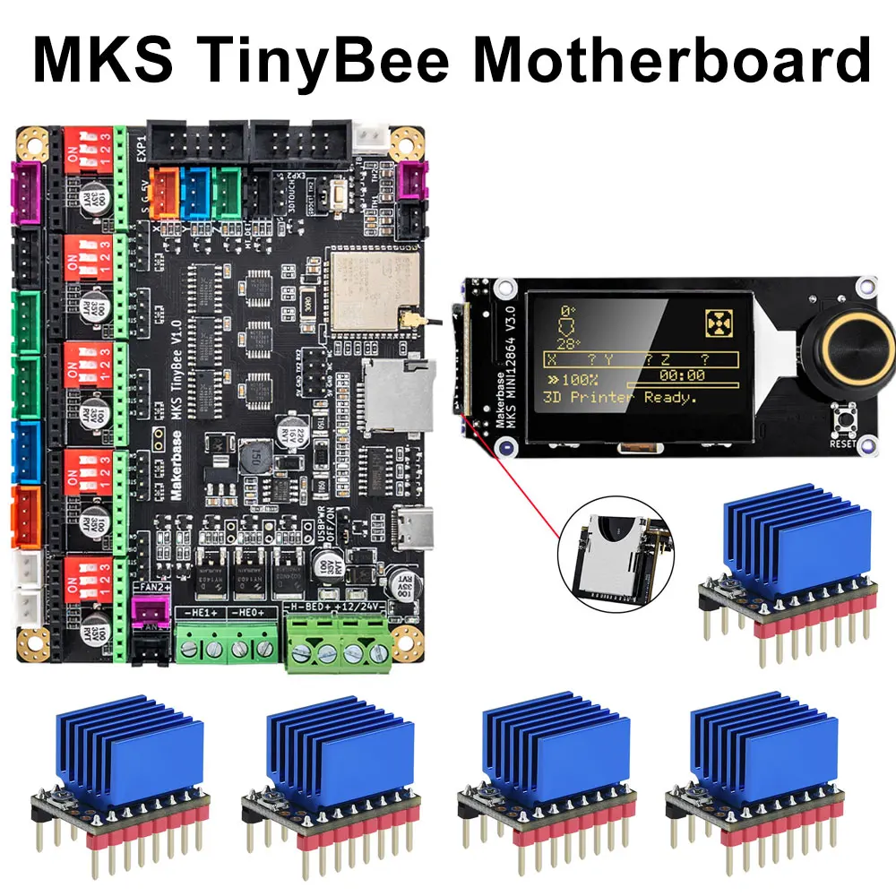 Плата управления для 3D-принтера MKS TinyBee ESP32 MCU, детали для 3D-принтера, сенсорный экран TFT35, функция Wi-Fi, драйвер TMC2209
Плата управления для 3D-принтера MKS TinyBee ESP32 MCU, детали для 3D-принтера, сенсорный экран TFT35, функция Wi-Fi, драйвер TMC2209