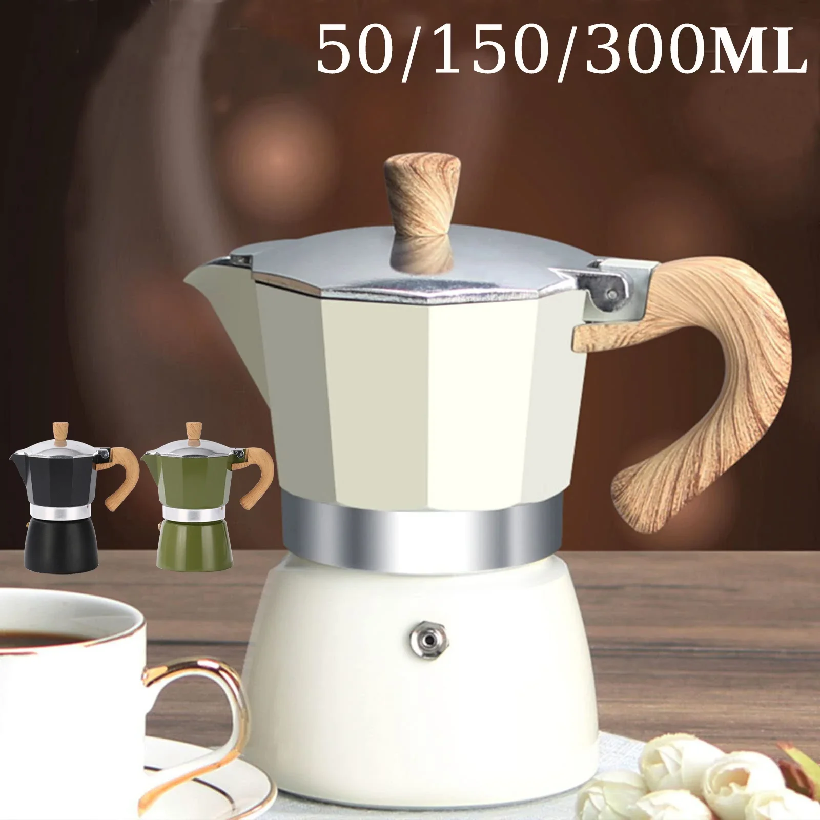 2-6 Cups Single Valve Moka Pot Stovetop Coffee Pot Italian Coffee Machine Cuban Coffee Percolator for Espresso Cappuccino Latte
2-6 Cups Single Valve Moka Pot Stovetop Coffee Pot Italian Coffee Machine Cuban Coffee Percolator for Espresso Cappuccino Latte