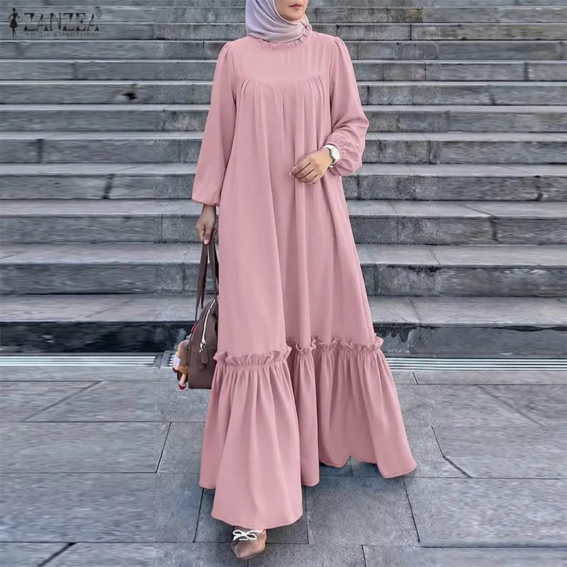 Women's Muslim Modest Fashion Maxi Dress Islamic Ramadan Eid Kaftan ZANZEA Hijab O-Neck Long Sleeve Ruffled Hem Abaya Robes
Women's Muslim Modest Fashion Maxi Dress Islamic Ramadan Eid Kaftan ZANZEA Hijab O-Neck Long Sleeve Ruffled Hem Abaya Robes