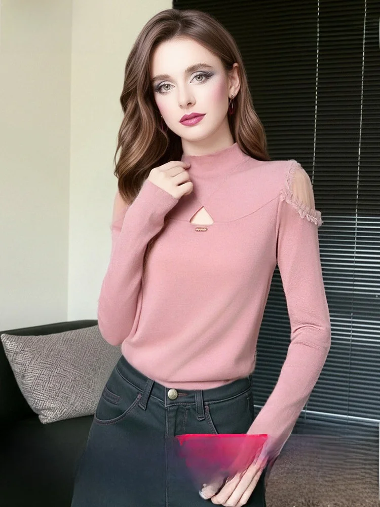 Slim Fit Wool Blend Knitwear Shoulder Bared Casual Style Women's Top Fashion Design Base Layer T-Shirt for Winter
Slim Fit Wool Blend Knitwear Shoulder Bared Casual Style Women's Top Fashion Design Base Layer T-Shirt for Winter