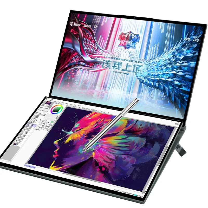 High-performance dual-screen laptop computer with high-resolution display business office study supporting drawing and design
High-performance dual-screen laptop computer with high-resolution display business office study supporting drawing and design
