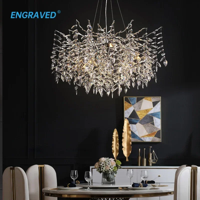 Creative Tree Branches Chandelier with Engraved Design for Living Room Chrome Hanging Lamp Crystal Indoor Lighting Fixture
Creative Tree Branches Chandelier with Engraved Design for Living Room Chrome Hanging Lamp Crystal Indoor Lighting Fixture