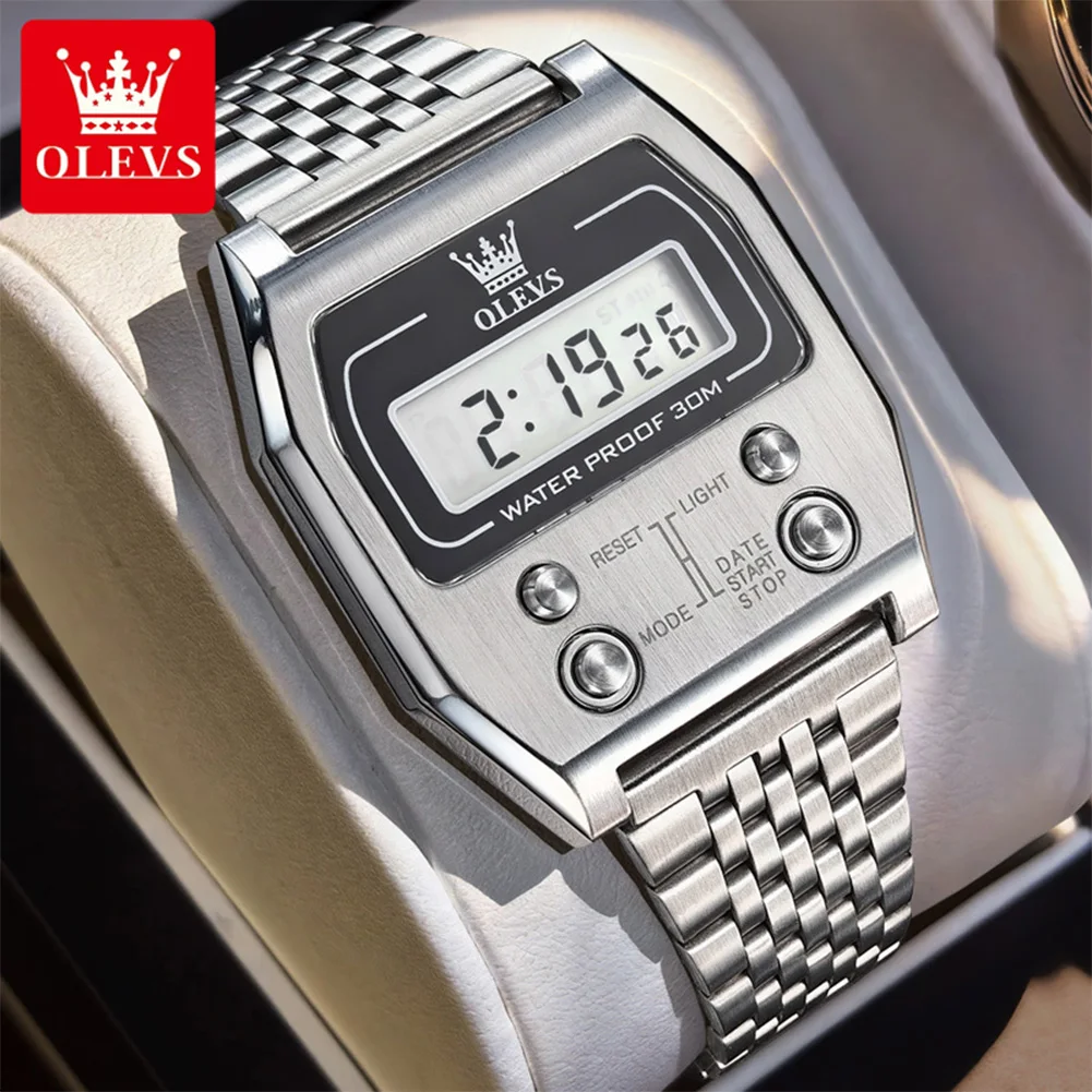 OLEVS Electronic Watch Original Stainless Steel Luminous Water Proof Stopwatch Unisex Digital Quartz Sports Wristwatch Men Women
OLEVS Electronic Watch Original Stainless Steel Luminous Water Proof Stopwatch Unisex Digital Quartz Sports Wristwatch Men Women