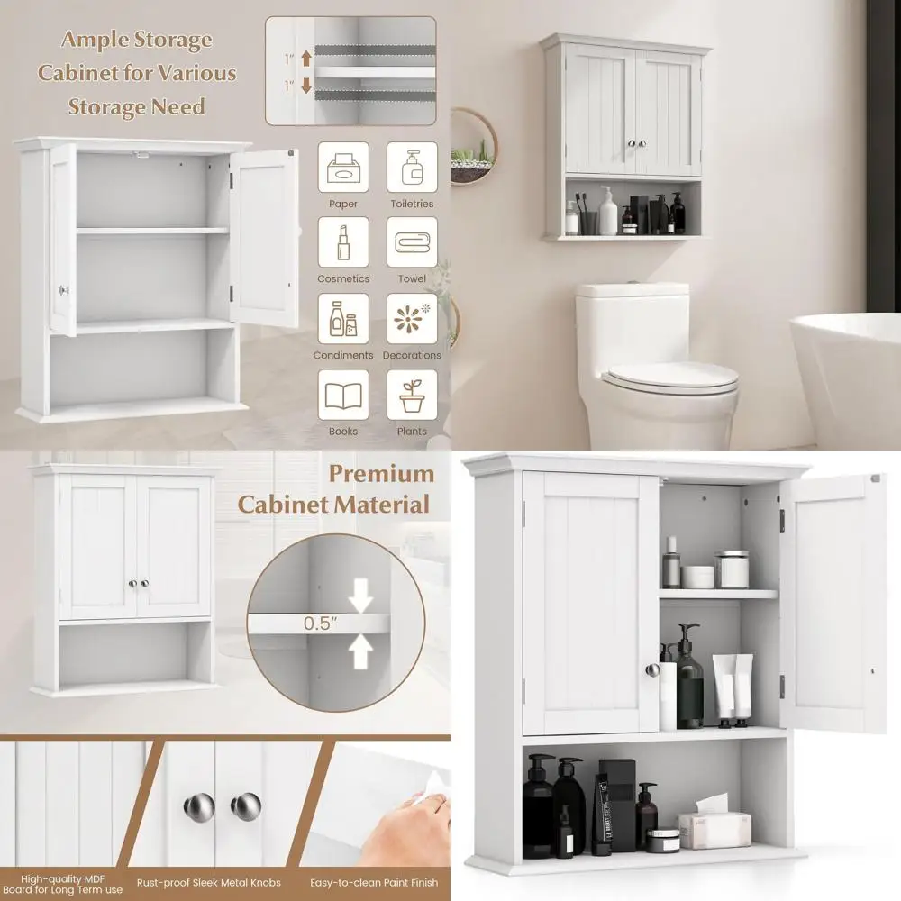 Wall-Mounted Medicine Cabinet with Adjustable Shelf, Open Storage for Toilet, Laundry, Kitchen (White)
Wall-Mounted Medicine Cabinet with Adjustable Shelf, Open Storage for Toilet, Laundry, Kitchen (White)