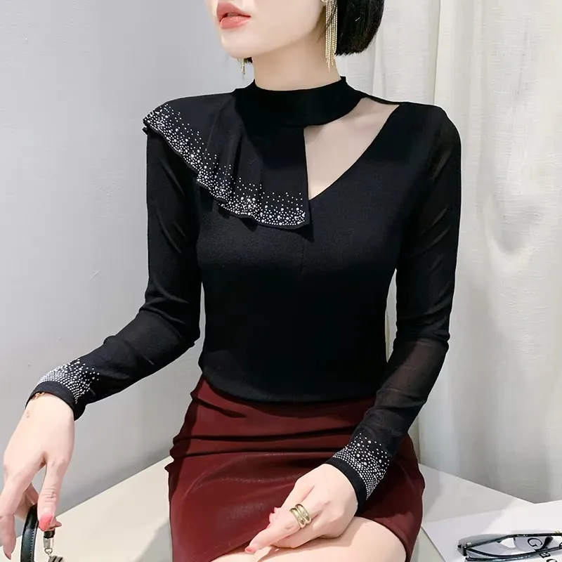Streetwear Fashion Hot Diamonds Mesh T-Shirt Women's Sexy Hollow Out Slim Tops Autumn Femme Chic Luxury Ruffles Patchwork Tees
Streetwear Fashion Hot Diamonds Mesh T-Shirt Women's Sexy Hollow Out Slim Tops Autumn Femme Chic Luxury Ruffles Patchwork Tees