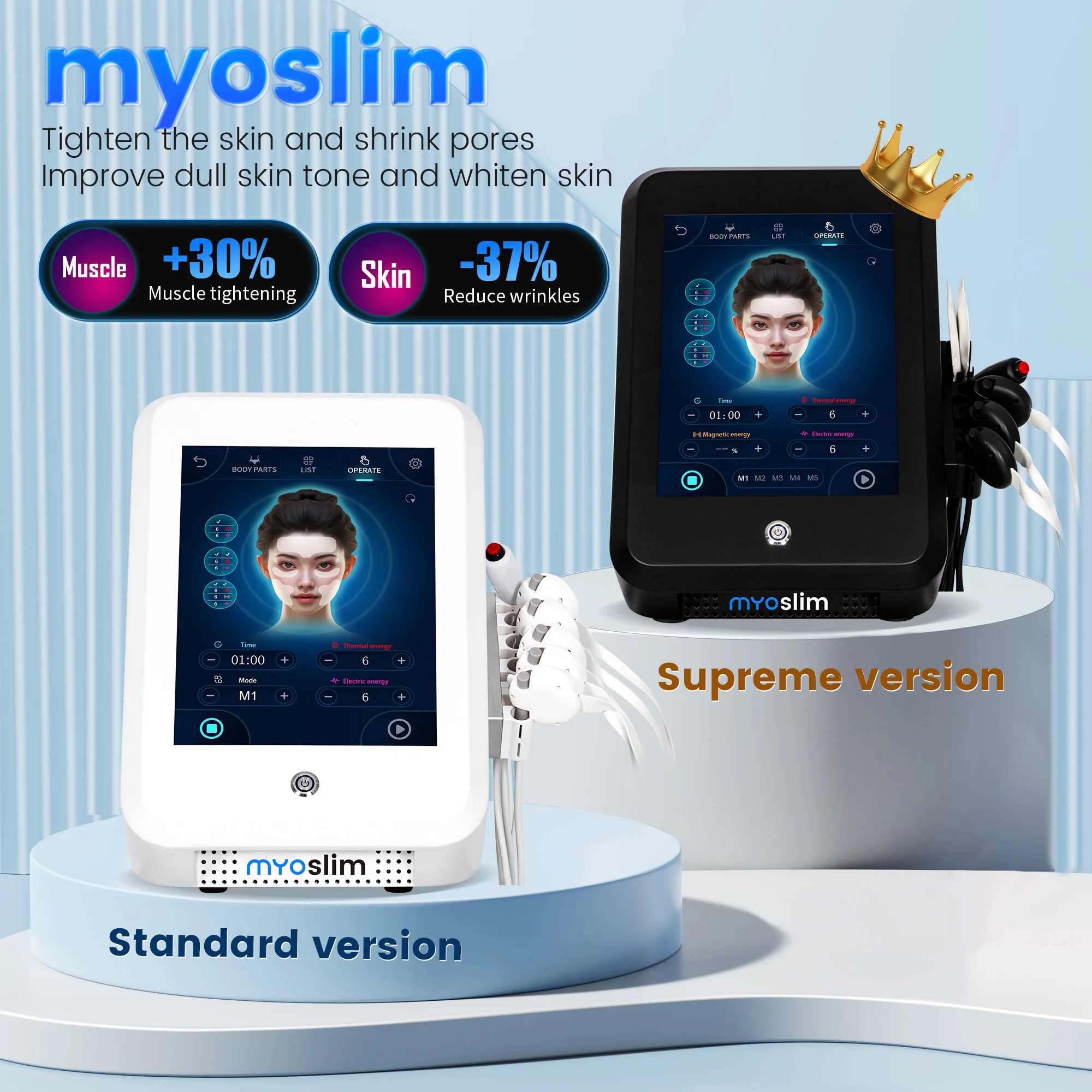 MYOslim Neo RF Electromagnetic Muscle Building Skin Firming Device Non-Invasive Facial Lifting Wrinkle Removal Beauty Machine
MYOslim Neo RF Electromagnetic Muscle Building Skin Firming Device Non-Invasive Facial Lifting Wrinkle Removal Beauty Machine