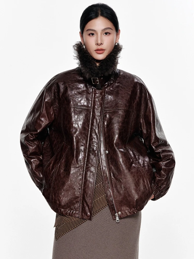 Natural Wool Collar Genuine Leather Down Jackets for Women Winter Simple Loose Soft Oil Wax Real Sheepskin White Goose Down Coat
Natural Wool Collar Genuine Leather Down Jackets for Women Winter Simple Loose Soft Oil Wax Real Sheepskin White Goose Down Coat