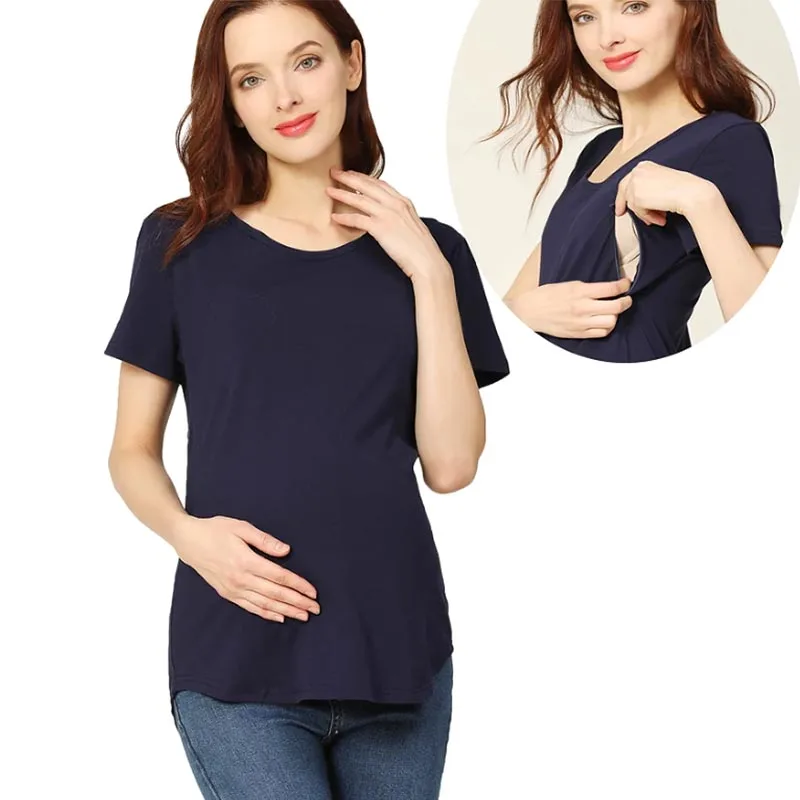 Summer Maternity T Shirt Short Sleeve Stretch Cotton Tops Zipper Breastfeeding Loose Pregnant Clothes Big Size
Summer Maternity T Shirt Short Sleeve Stretch Cotton Tops Zipper Breastfeeding Loose Pregnant Clothes Big Size