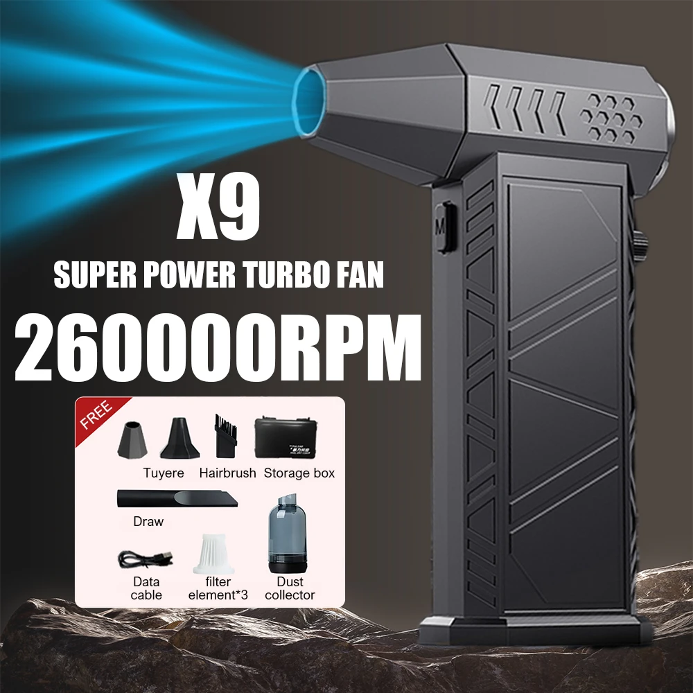 260,000RPM Turbo Violent Blower 8000mAh High Speed Dust Blower with Vacuum Kit USB Rechargeable for Outdoor Camping Dust Removal
260,000RPM Turbo Violent Blower 8000mAh High Speed Dust Blower with Vacuum Kit USB Rechargeable for Outdoor Camping Dust Removal