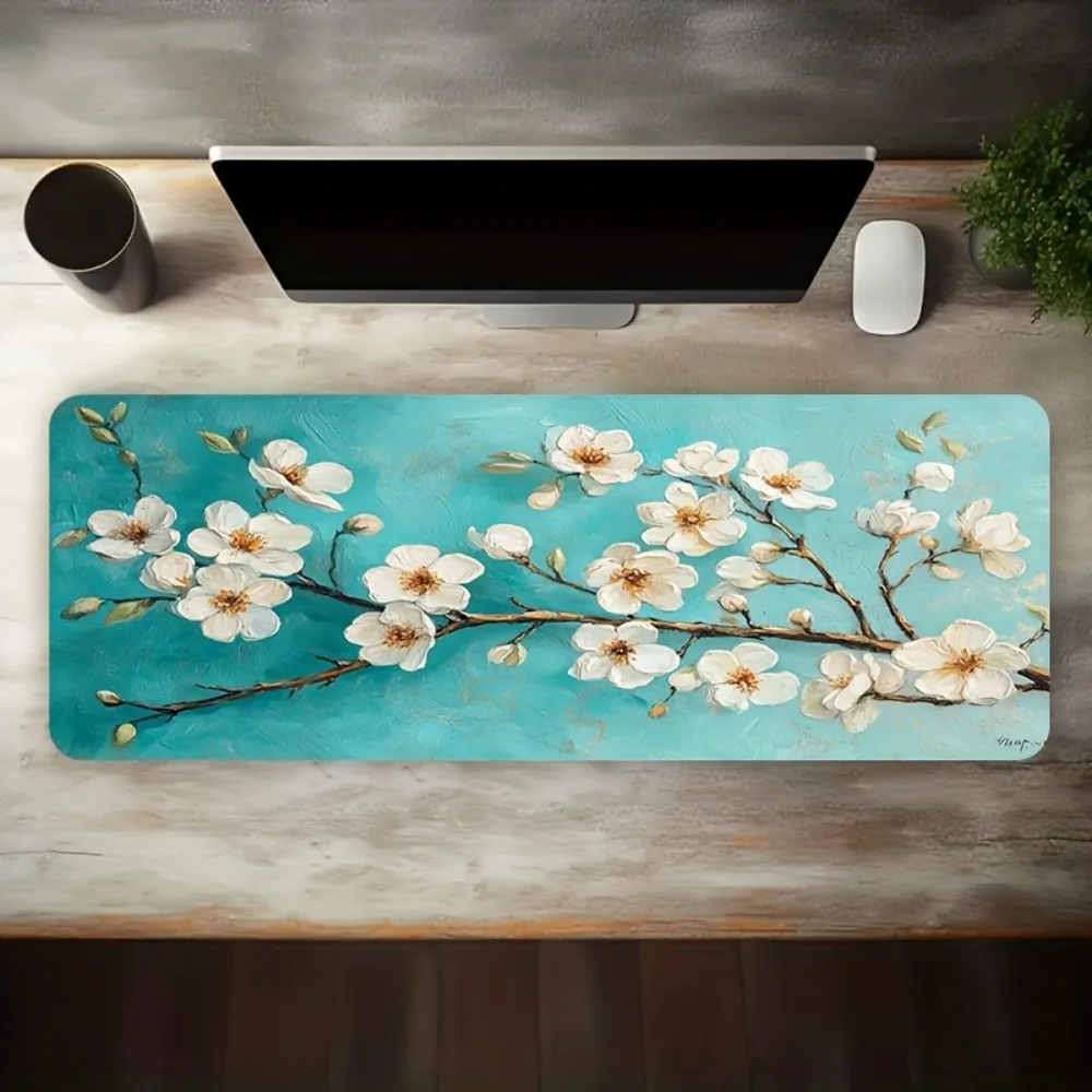E-sports game mouse pad, with a blue background and white flower-like artistic patterns, anti-slip property pc accessories
E-sports game mouse pad, with a blue background and white flower-like artistic patterns, anti-slip property pc accessories