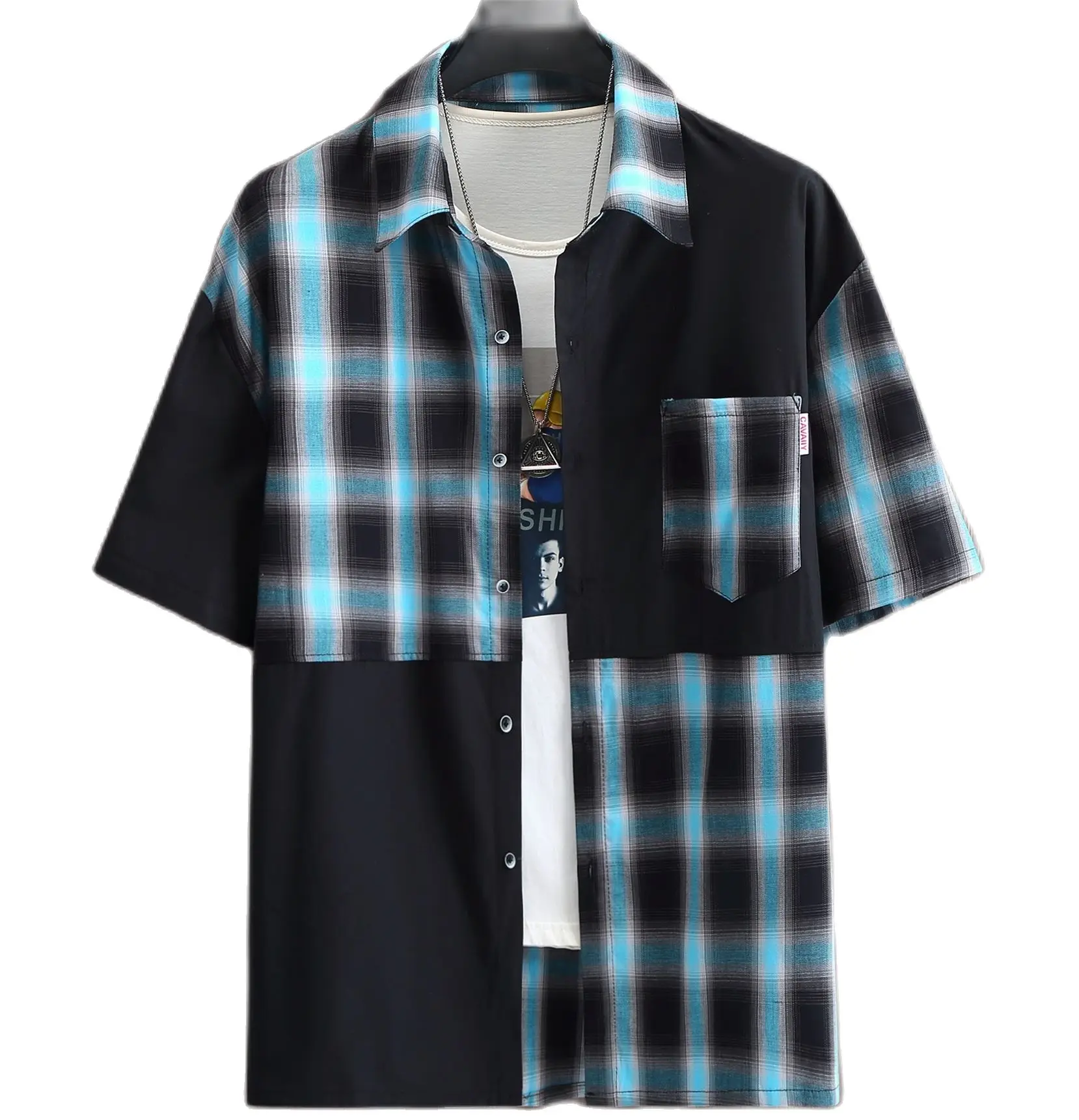 Summer new Men's loose splicing plaid short-sleeved plus size shirt casual cardigan shirt men youth fashion casual cotton shirt
Summer new Men's loose splicing plaid short-sleeved plus size shirt casual cardigan shirt men youth fashion casual cotton shirt