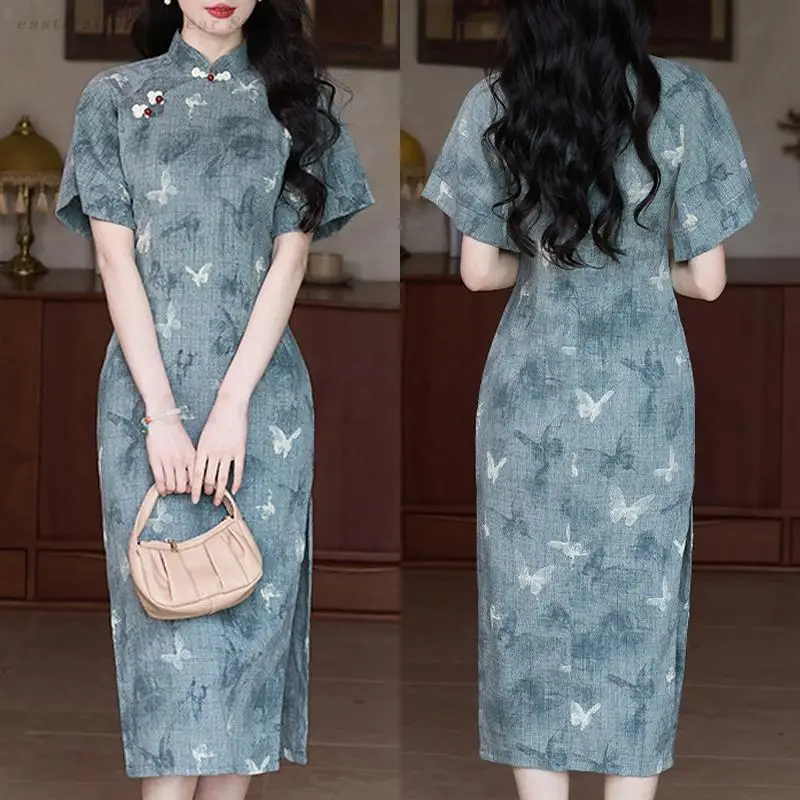 Ink Butterfly Cheongsam Vintage Novelty Slimming Qipao Elegant Daily Dress Chinese Traditional Oriental Qipaos Vestidos De Festa
Ink Butterfly Cheongsam Vintage Novelty Slimming Qipao Elegant Daily Dress Chinese Traditional Oriental Qipaos Vestidos De Festa