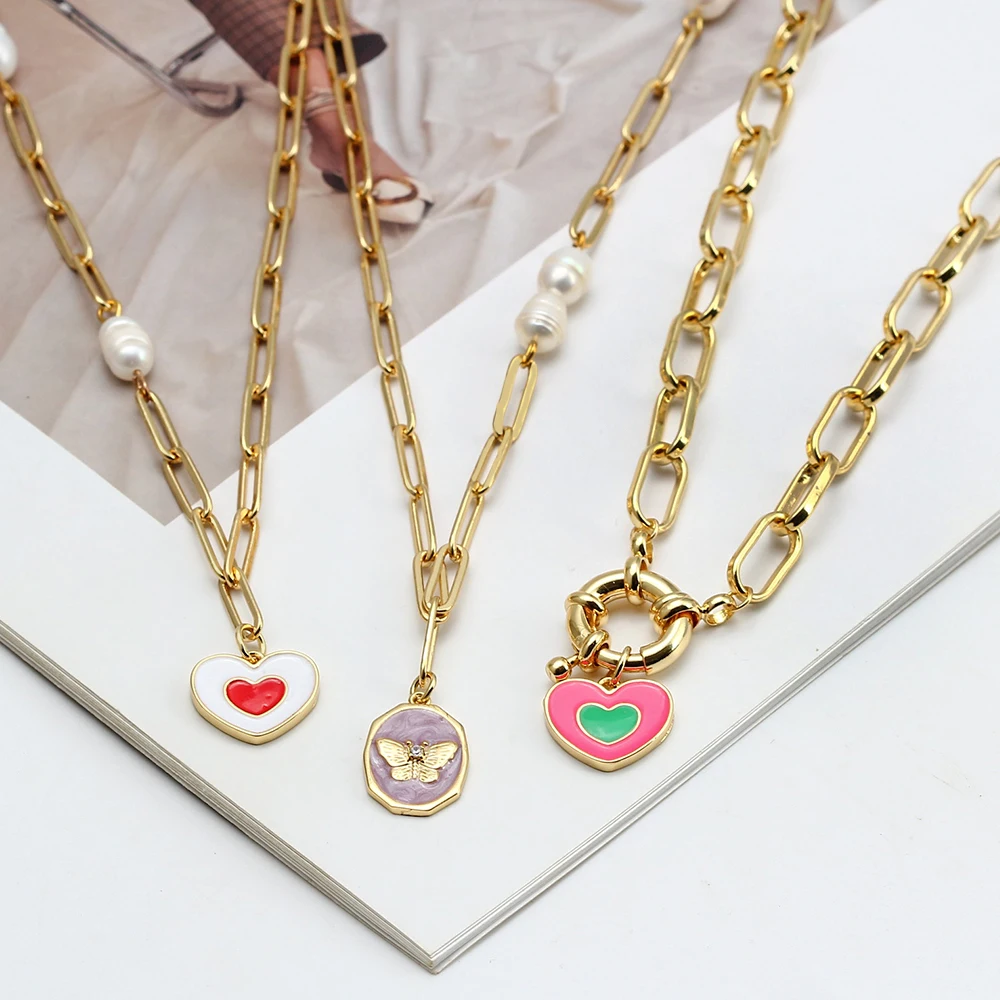 Heart shape Necklace Creative Butterfly Charms Pearl Chains For Women Gold Color Simple Elegant Jewelry Wholesale
Heart shape Necklace Creative Butterfly Charms Pearl Chains For Women Gold Color Simple Elegant Jewelry Wholesale