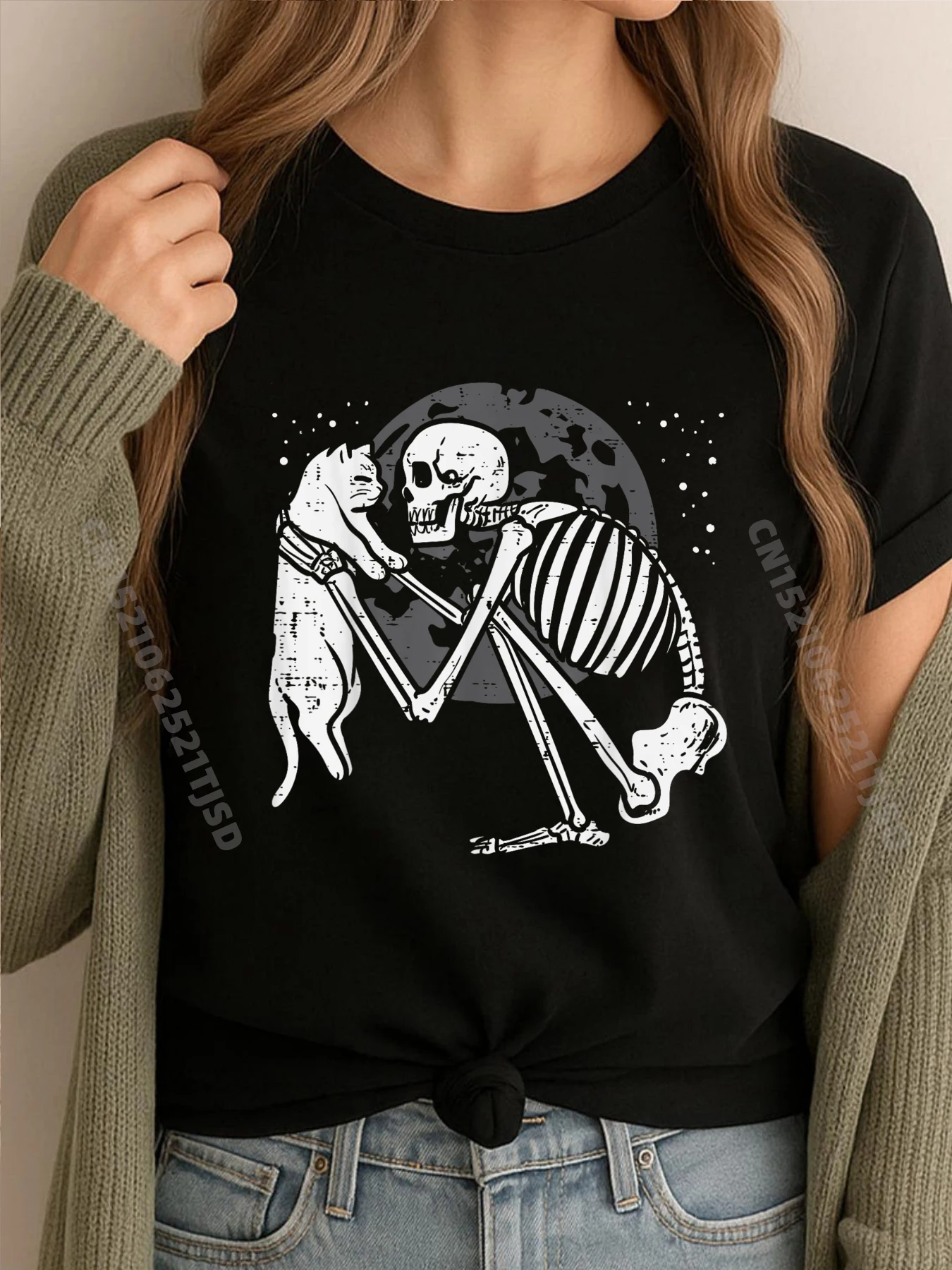 Скелет, кошка, череп, котенок, милые готические футболки с рисунком Хэллоуина, XS, забавная рубашка в готическом стиле 
Скелет, кошка, череп, котенок, милые готические футболки с рисунком Хэллоуина, XS, забавная рубашка в готическом стиле