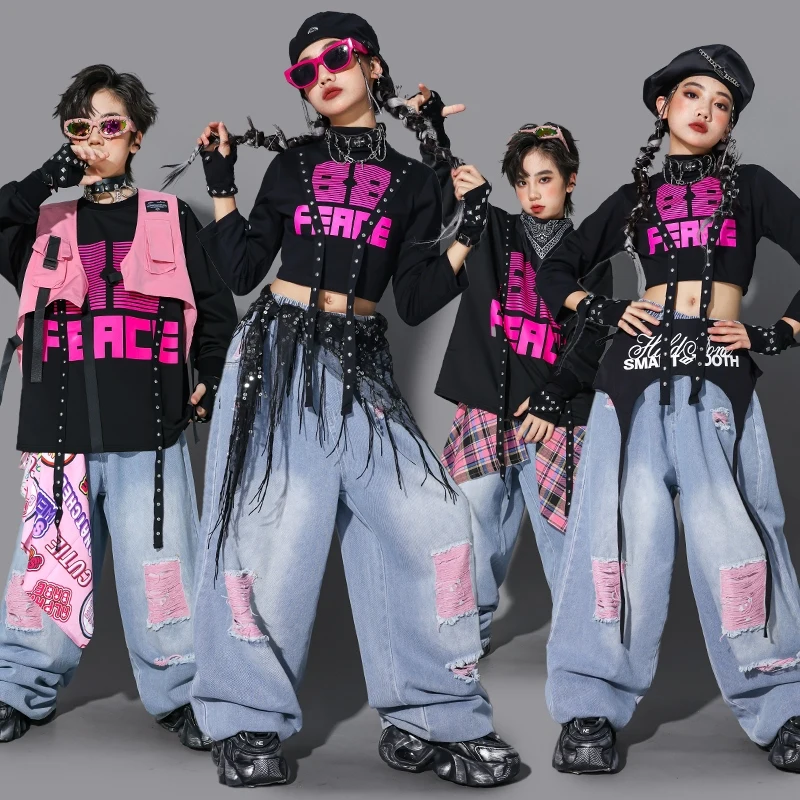 Костюм для джазового танца для девочек, детский костюм для танцевального шоу в стиле хип-хоп, черный топ, джинсовые брюки, детский крутой наряд для выступлений, одежда для уличных танцев 2535
Костюм для джазового танца для девочек, детский костюм для танцевального шоу в стиле хип-хоп, черный топ, джинсовые брюки, детский крутой наряд для выступлений, одежда для уличных танцев 2535
