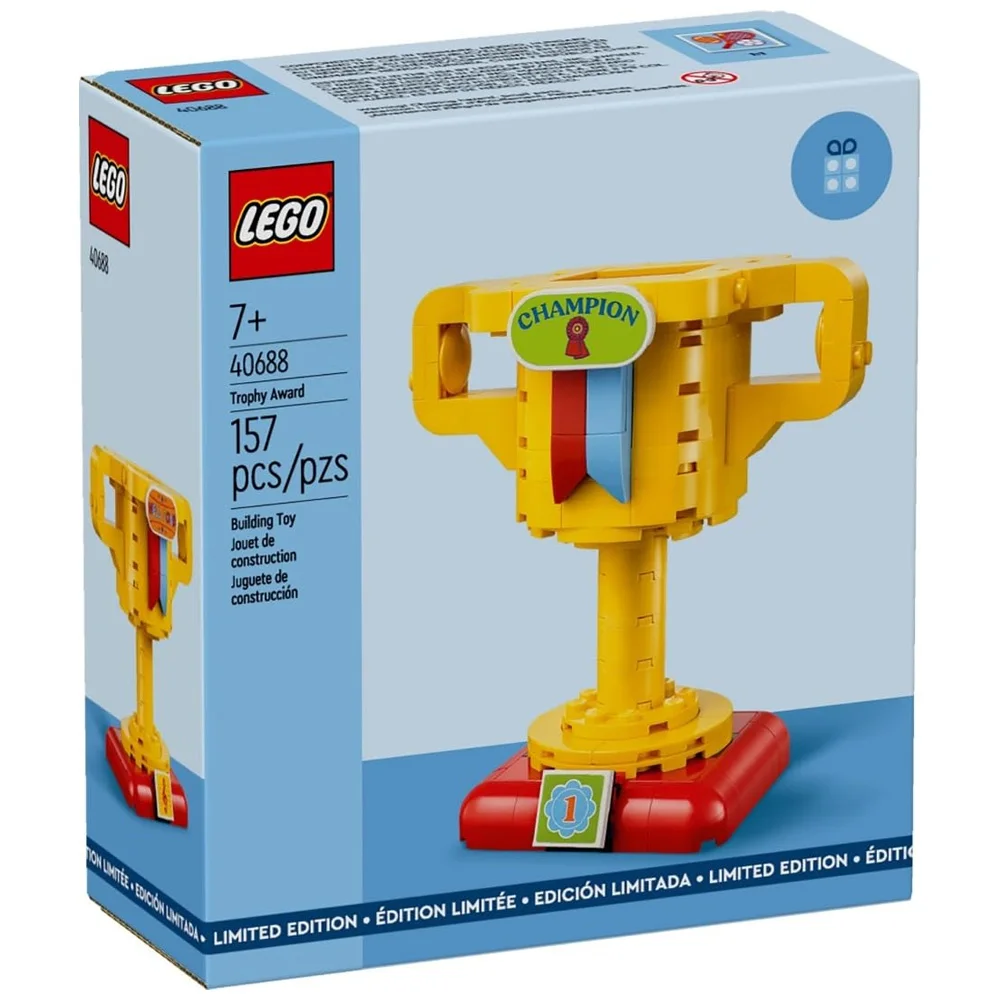 Набор LEGO Buildable & Customizable Trophy Award Kit 40688 (157 шт.) для детей от 7 лет
Набор LEGO Buildable & Customizable Trophy Award Kit 40688 (157 шт.) для детей от 7 лет