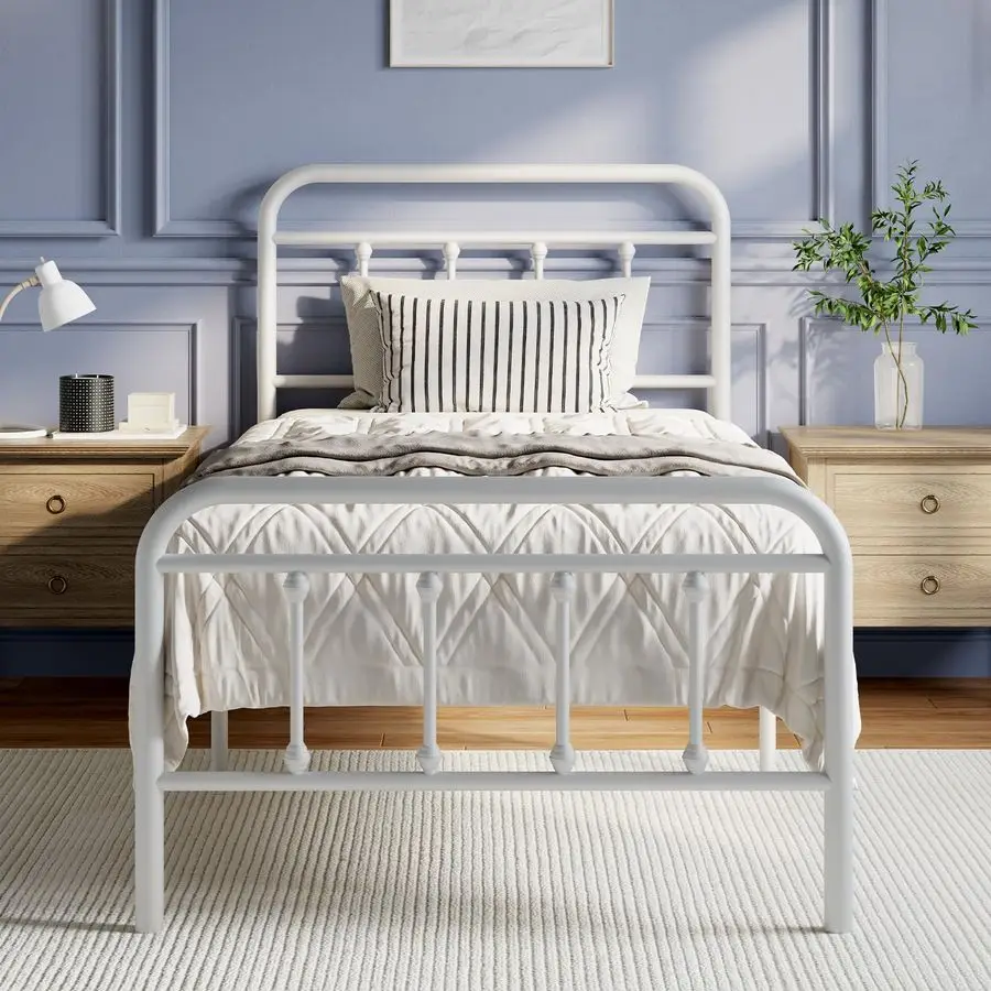 Metal Bed Frame Twin Size Modern Minimalist Victorian Style with Headboard Footboard, HeavyDuty Steel Slats Underbed Storage No
Metal Bed Frame Twin Size Modern Minimalist Victorian Style with Headboard Footboard, HeavyDuty Steel Slats Underbed Storage No