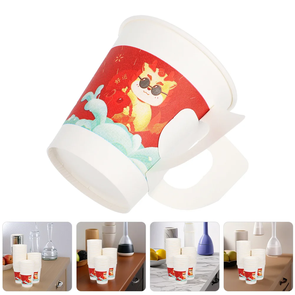 100Pcs Red Dragon Pattern Paper Cups with Handle Sturdy Disposable Cups for Chinese New Year Wedding Tea Coffee Use
100Pcs Red Dragon Pattern Paper Cups with Handle Sturdy Disposable Cups for Chinese New Year Wedding Tea Coffee Use