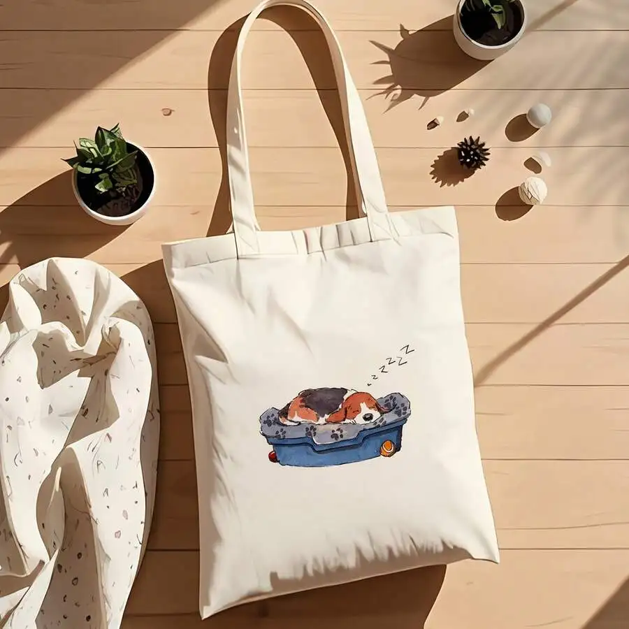 Cute Sleeping Dog Cartoon Print Canvas Tote Bag Large Capacity Reusable Shoulder Bag For Shopping Beach Travel
Cute Sleeping Dog Cartoon Print Canvas Tote Bag Large Capacity Reusable Shoulder Bag For Shopping Beach Travel
