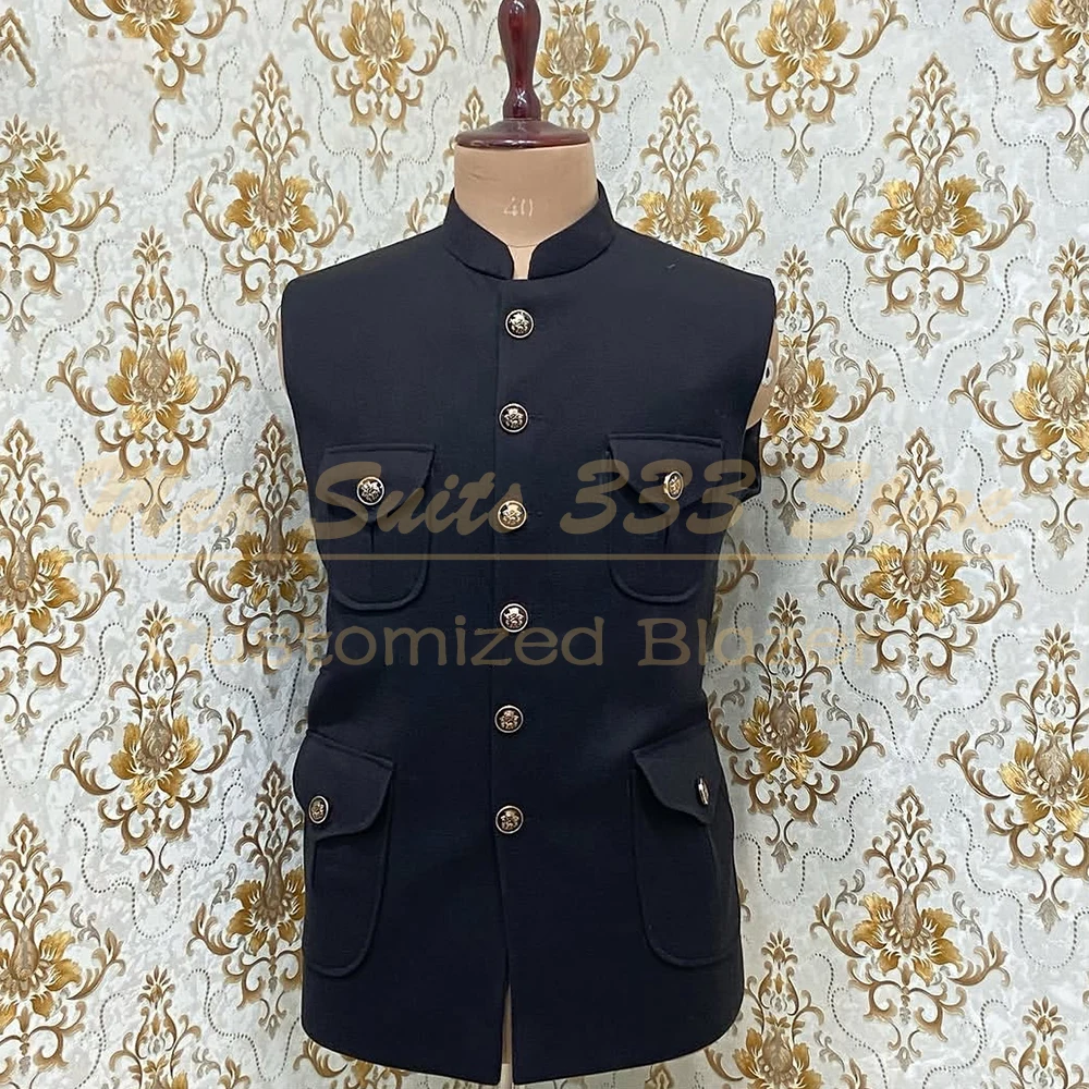 Navy Blue Men's Suits Blazer Sleeveless Single Breasted Stand Lapel Skinny 1 Piece Outerwear Luxury Customized Waistcoat
Navy Blue Men's Suits Blazer Sleeveless Single Breasted Stand Lapel Skinny 1 Piece Outerwear Luxury Customized Waistcoat