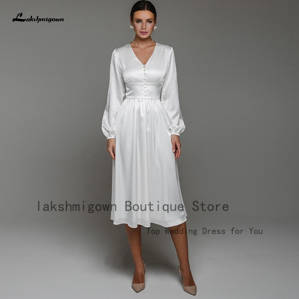 Elegant Short Wedding Dresses for Bride 2022 Robe Boheme Silky Satin Beach Summer Wedding Dress Puffy Long Sleeves
Elegant Short Wedding Dresses for Bride 2022 Robe Boheme Silky Satin Beach Summer Wedding Dress Puffy Long Sleeves