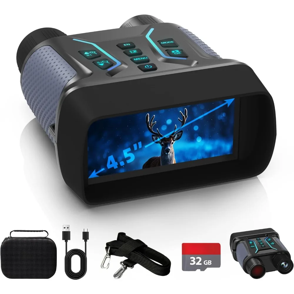 Night vision binoculars, 4K video and 36MP photos, 8x digital zoom, level 7IR, 4500mAh battery for camping, safe
Night vision binoculars, 4K video and 36MP photos, 8x digital zoom, level 7IR, 4500mAh battery for camping, safe
