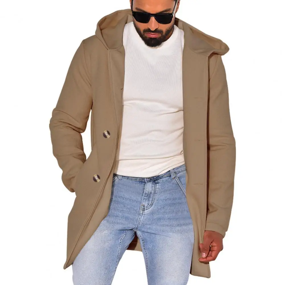Solid Color Coat Mid-length Men Coat Thick Warm Men's Double-breasted Hooded Overcoat with Pockets Mid Length Loose Fit for Fall
Solid Color Coat Mid-length Men Coat Thick Warm Men's Double-breasted Hooded Overcoat with Pockets Mid Length Loose Fit for Fall