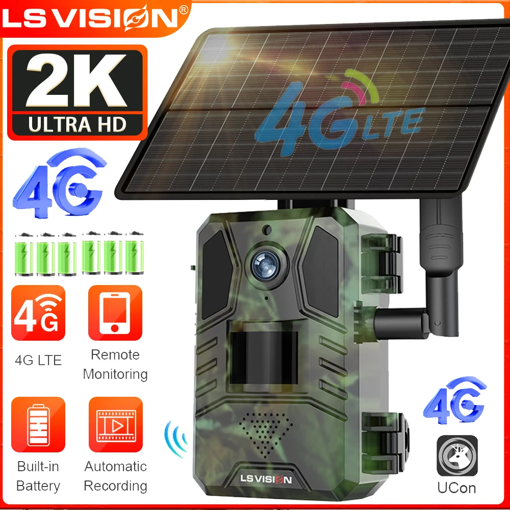 LS VISION 2K 4G LTE Cellular Trail Camera Outdoor Solar Hunting Camera PIR Detection Night Vision Motion Activated 0.2s Trigger
LS VISION 2K 4G LTE Cellular Trail Camera Outdoor Solar Hunting Camera PIR Detection Night Vision Motion Activated 0.2s Trigger