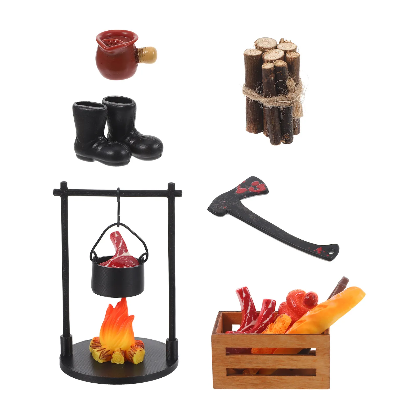 1Set Miniature Bonfire Decoration Set Realistic Resin Campfire Mini Wood Stove Fake Steak Simulation Food for Dollhouse Outdoor
1Set Miniature Bonfire Decoration Set Realistic Resin Campfire Mini Wood Stove Fake Steak Simulation Food for Dollhouse Outdoor