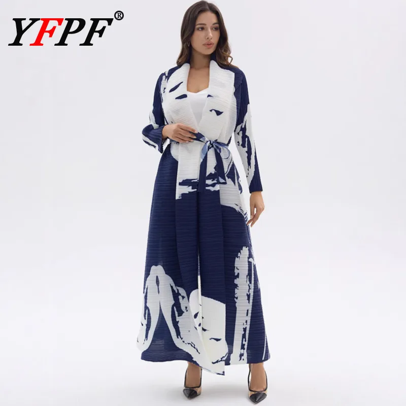 YFPF модное плиссированное длинное пальто с принтом Miyake, женское пальто контрастного цвета с поясом, свободная ветровка на талии, новинка 2023 года, одежда
YFPF модное плиссированное длинное пальто с принтом Miyake, женское пальто контрастного цвета с поясом, свободная ветровка на талии, новинка 2023 года, одежда