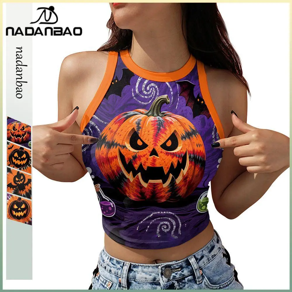 Nadanbao Women's Halloween Pumpkin Print Crop Top Purple Bat Potion Sleeveless Shirts Summer Fashion Tank Top Festive Party Vest
Nadanbao Women's Halloween Pumpkin Print Crop Top Purple Bat Potion Sleeveless Shirts Summer Fashion Tank Top Festive Party Vest