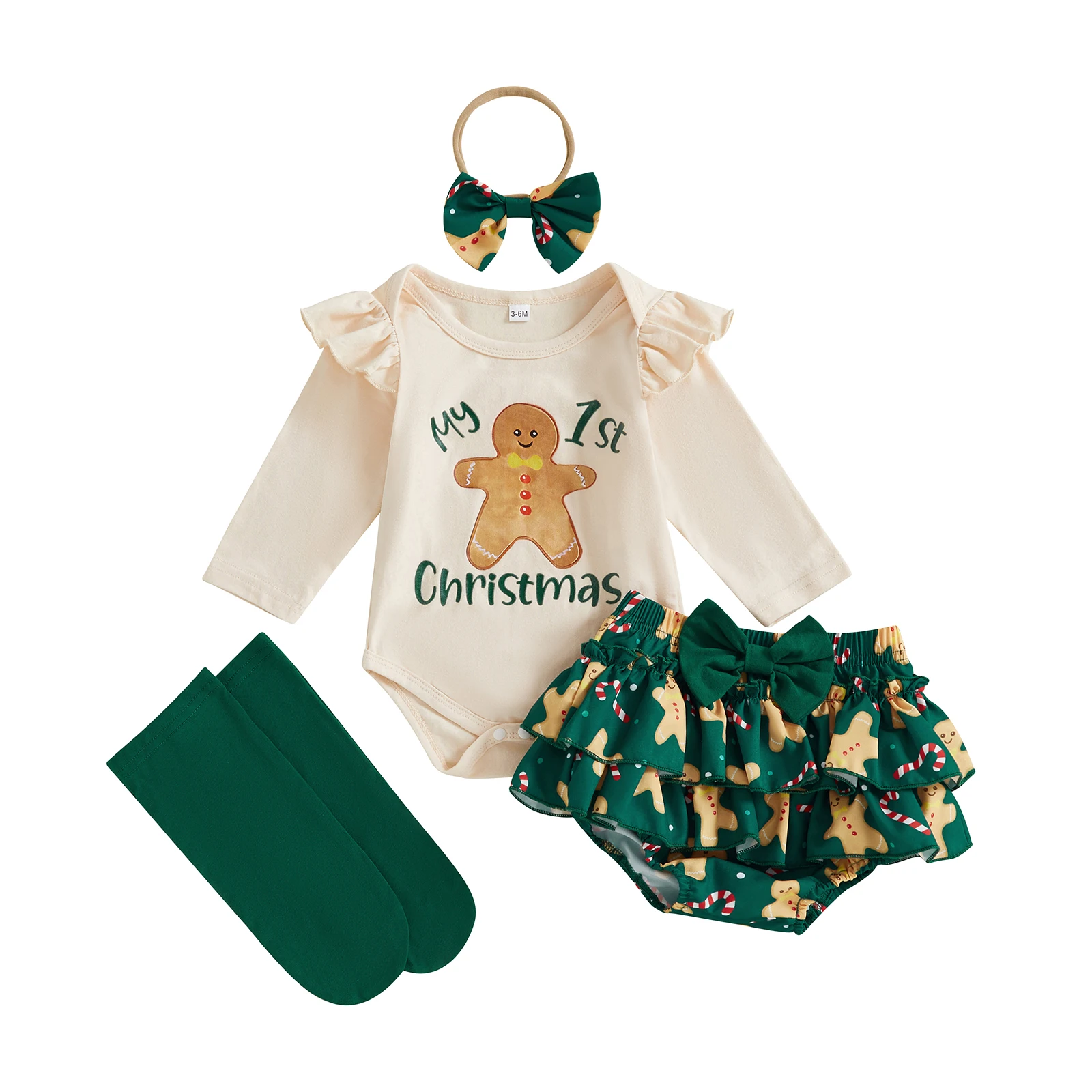Baby Girls Christmas Shorts Outfits Long Sleeve Santa Claus Gingerbread Print Romper Tiered PP Shorts Headband Socks Sets
Baby Girls Christmas Shorts Outfits Long Sleeve Santa Claus Gingerbread Print Romper Tiered PP Shorts Headband Socks Sets