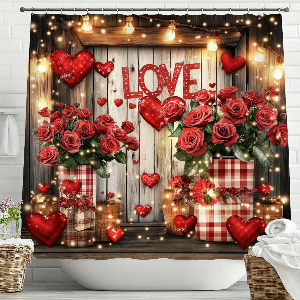 Shiny Love Red Rose Flower style Shower Curtain, Bathroom Shower Curtain, Valentine's day Home Decorative Curtain with Hooks
Shiny Love Red Rose Flower style Shower Curtain, Bathroom Shower Curtain, Valentine's day Home Decorative Curtain with Hooks