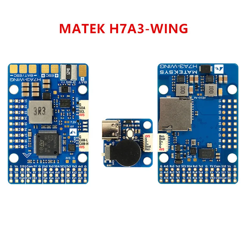 MATEK MATEKSYS FLIGHT CONTROLLER H7A3-WING ICM42688P/OSD/6x UARTs/1x I2C/ 1xCAN/11x PWM outputs/BEC5V 9V For RC Model
MATEK MATEKSYS FLIGHT CONTROLLER H7A3-WING ICM42688P/OSD/6x UARTs/1x I2C/ 1xCAN/11x PWM outputs/BEC5V 9V For RC Model