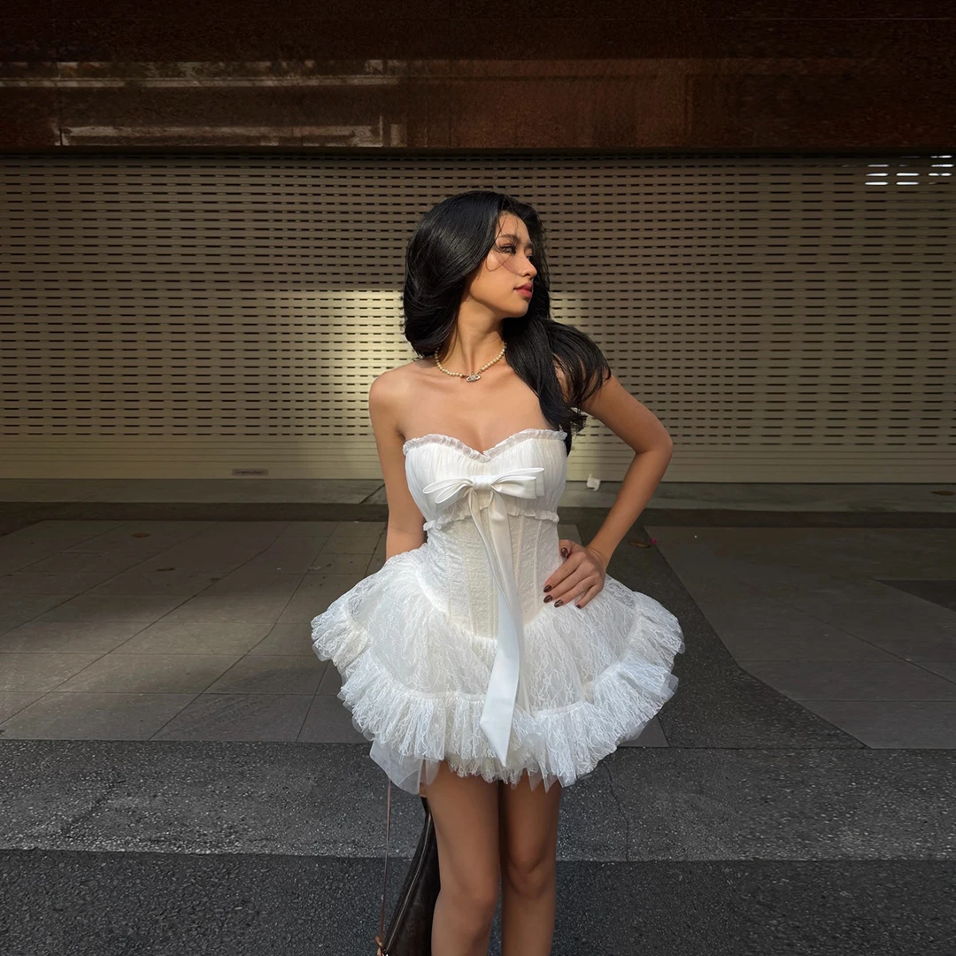 Cute White Sweetheart Wedding Bride Dress For Women Strapless A-line Short Lace Tulle Bridal Dresses Cocktail Party Gowns Custom
Cute White Sweetheart Wedding Bride Dress For Women Strapless A-line Short Lace Tulle Bridal Dresses Cocktail Party Gowns Custom
